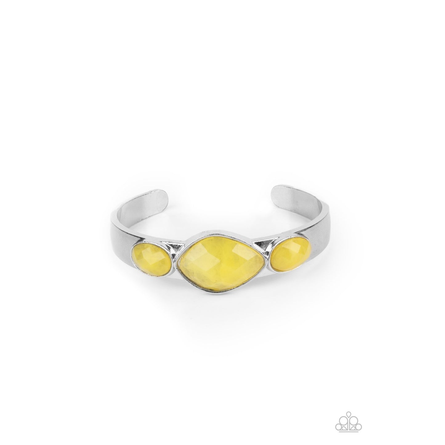 Next Stop, Olympus! - Yellow Cuff Bracelet - Paparazzi Accessories - GlaMarous Titi Jewels
