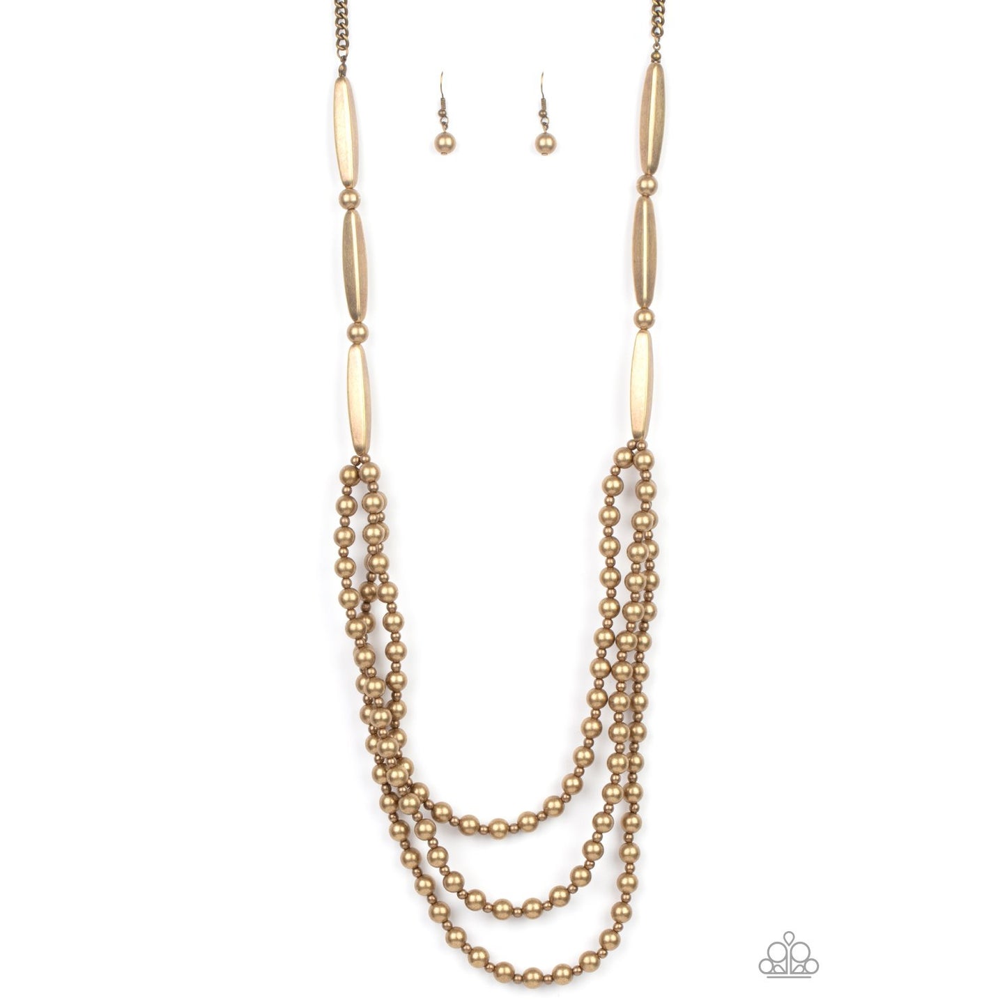 Beaded Beacon - Brass Necklace - Paparazzi Accessories - GlaMarous Titi Jewels