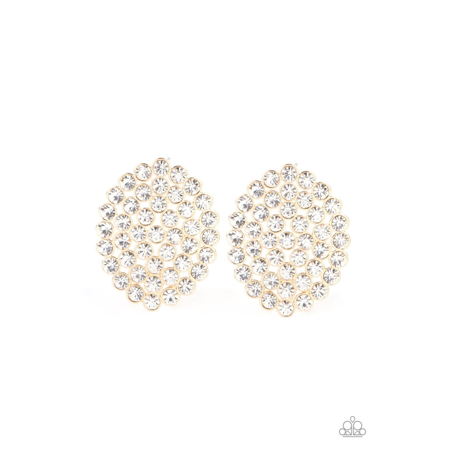 Drama School Dropout - Gold Rhinestone Earrings - Paparazzi Accessories - GlaMarous Titi Jewels