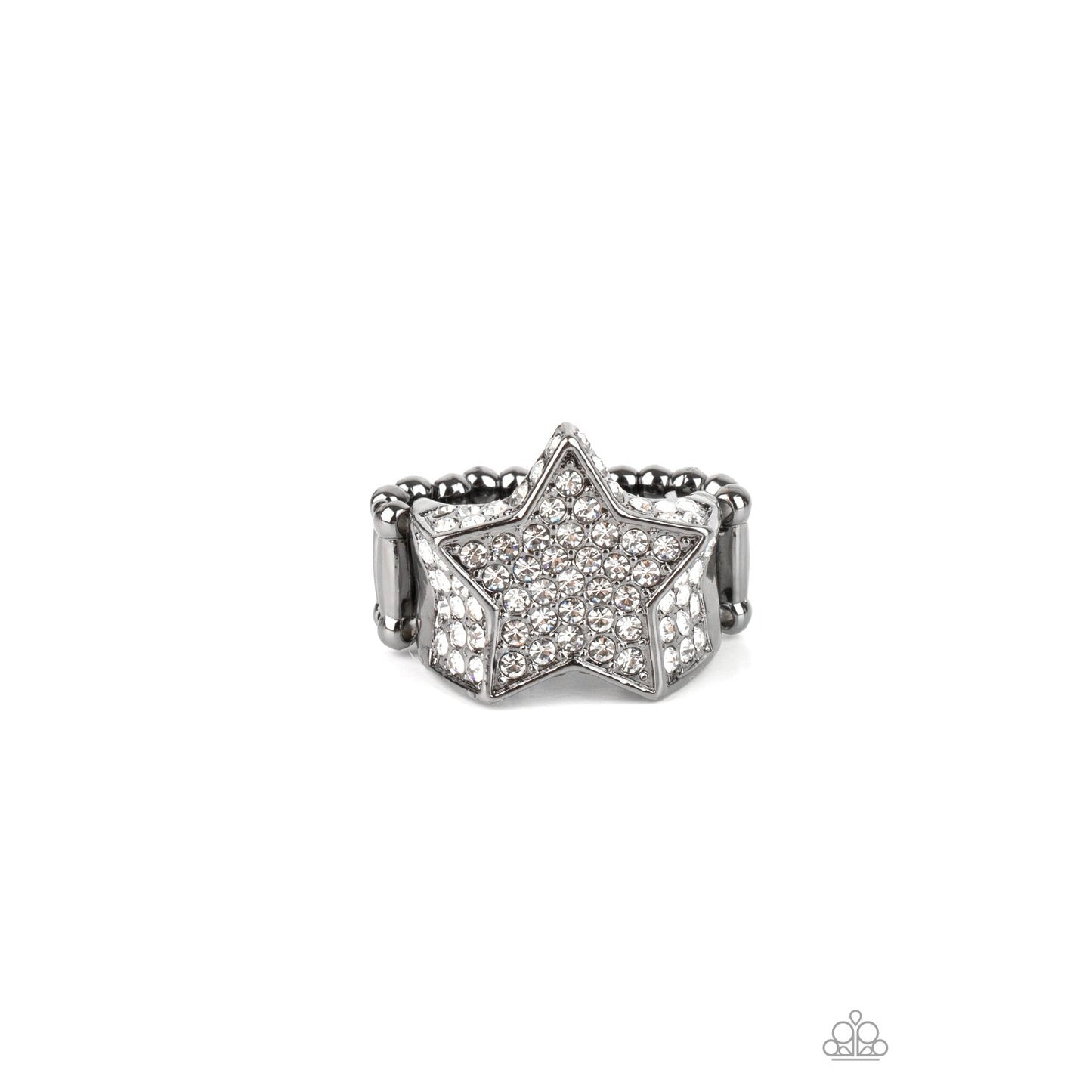 Here Come The Fireworks - Black and Rhinestone Ring - Paparazzi Accessories - GlaMarous Titi Jewels