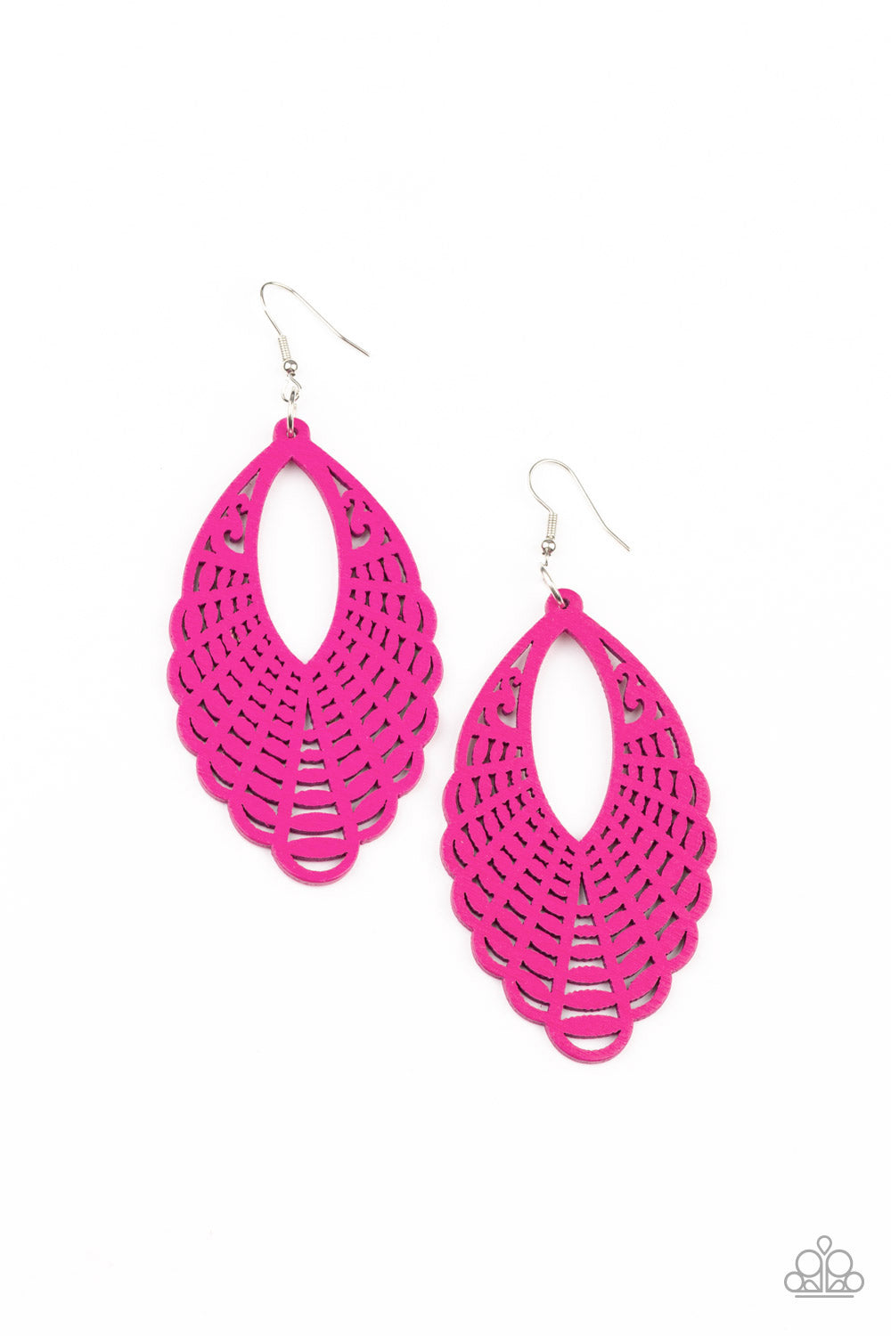Tahiti Tankini - Pink Wooden Earrings - Paparazzi Accessories - GlaMarous Titi Jewels