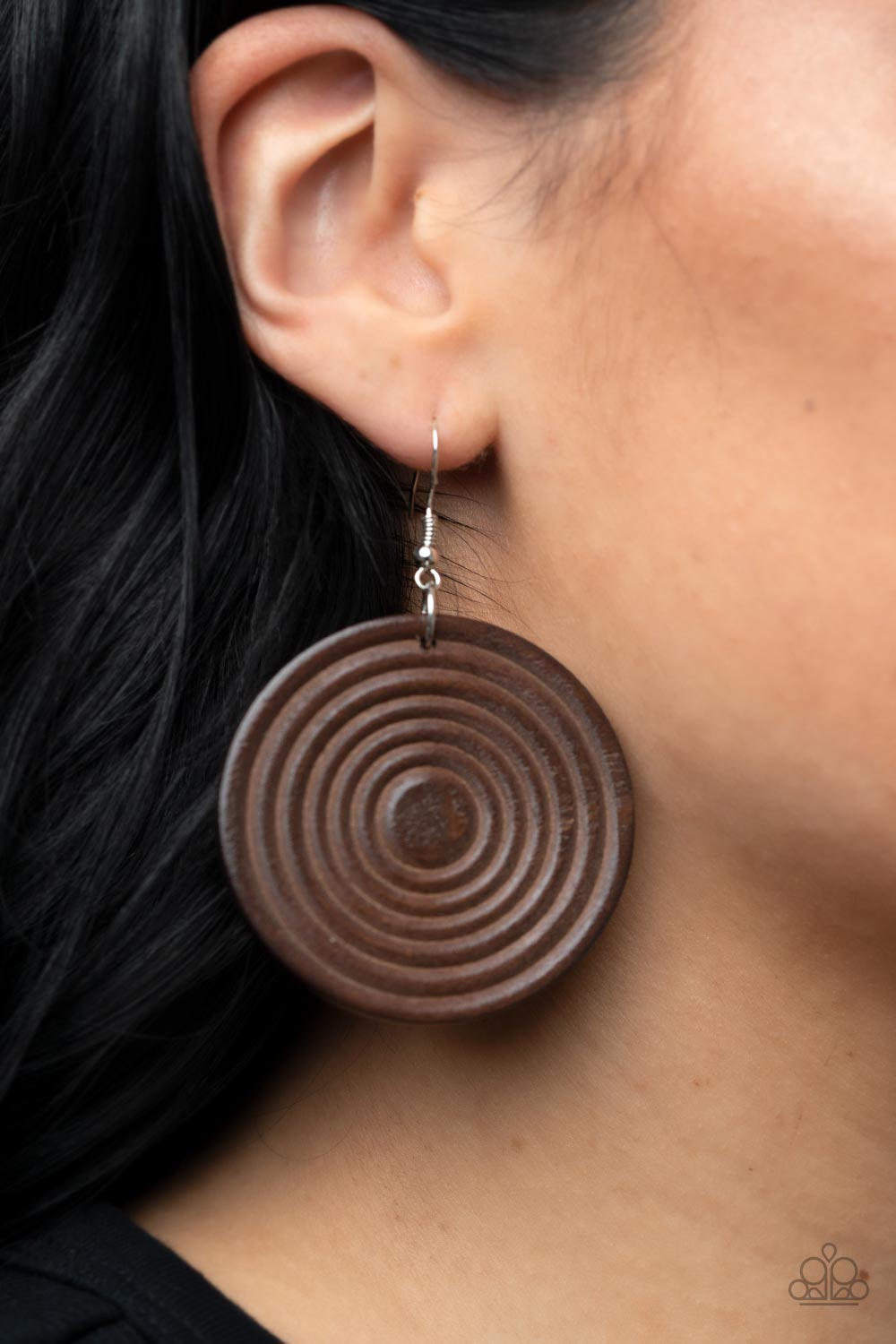 Brown wood online earrings paparazzi