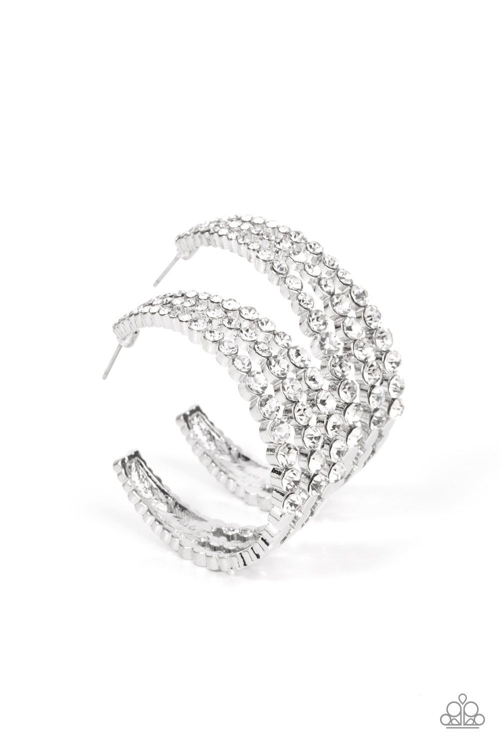 Cosmopolitan Cool - White Rhinestone Earrings - Paparazzi Accessories - GlaMarous Titi Jewels
