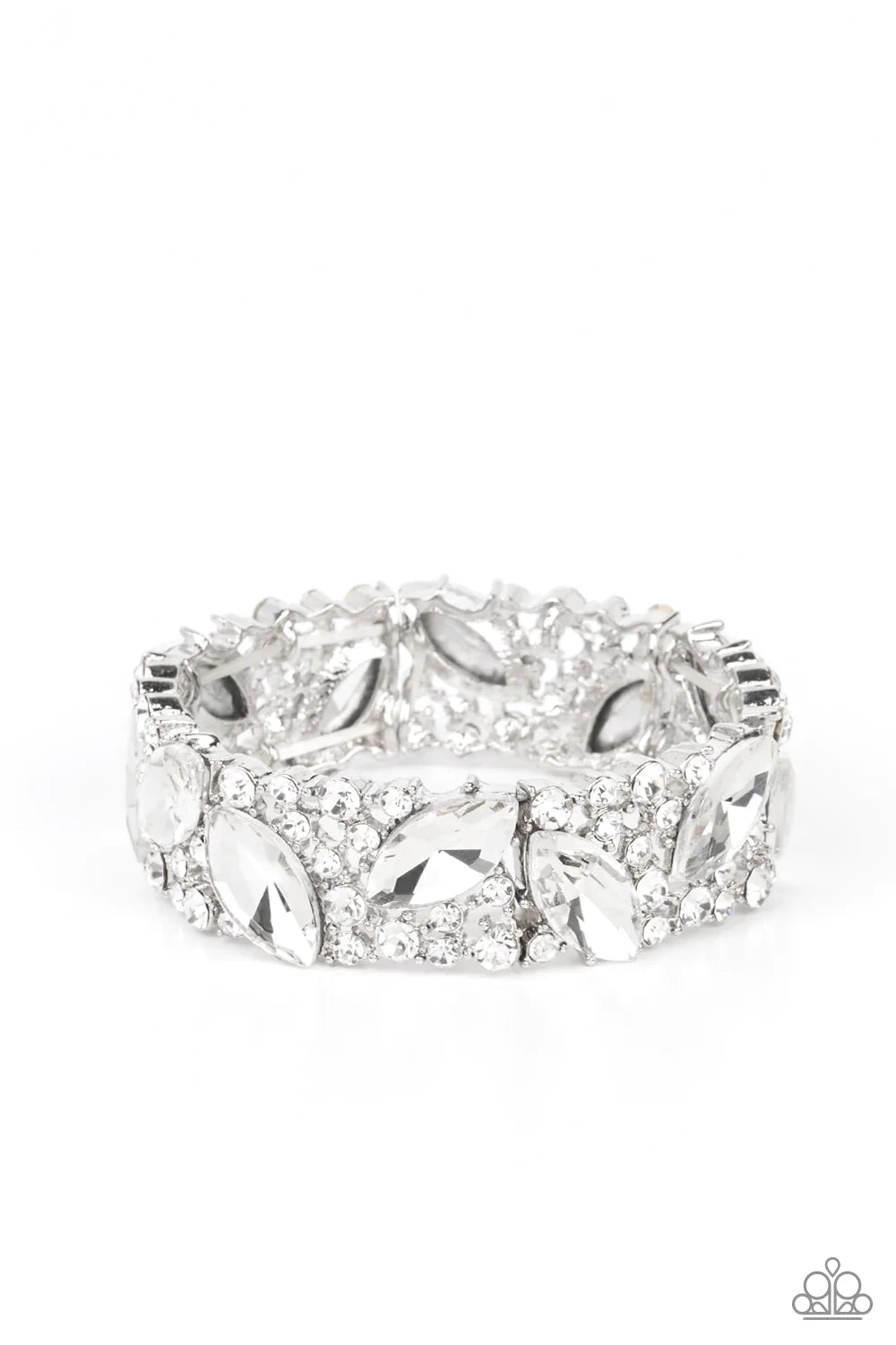 Full Body Chills - White Rhinestone Bracelet - Paparazzi Accessories - GlaMarous Titi Jewels