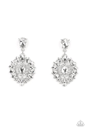 My Good LUXE Charm ♥ White Rhinestone Earrings ♥ Paparazzi Accessories - GlaMarous Titi Jewels