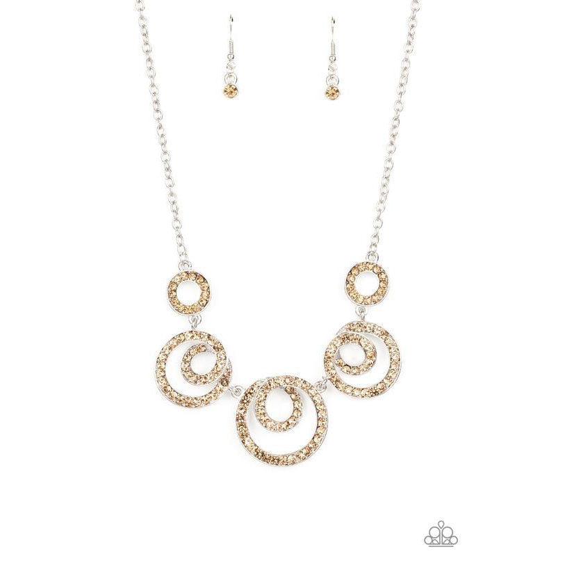 Total Head-Turner - Brown Rhinestone Necklace - Paparazzi Accessories - GlaMarous Titi Jewels