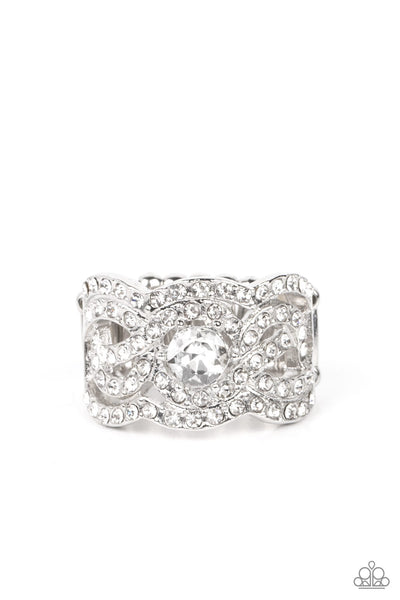 Doting on Dazzle - White Rhinestone Ring - Paparazzi Accessories - GlaMarous Titi Jewels