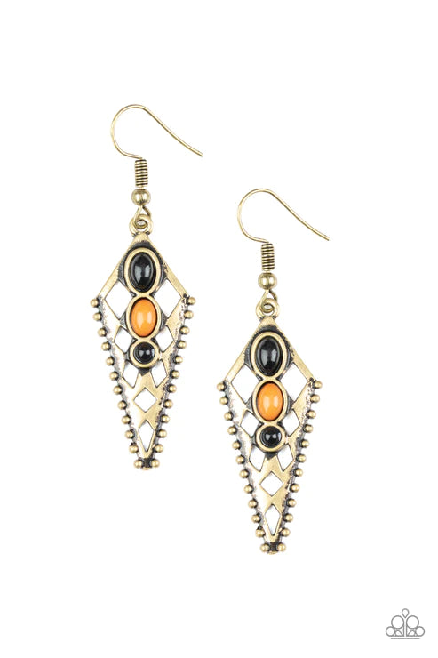 Terra Territory - Brass Earrings ♥ Paparazzi Accessories