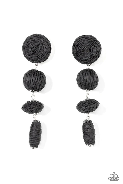 Twine Tango - Black Post Earrings ♥ Paparazzi Accessories