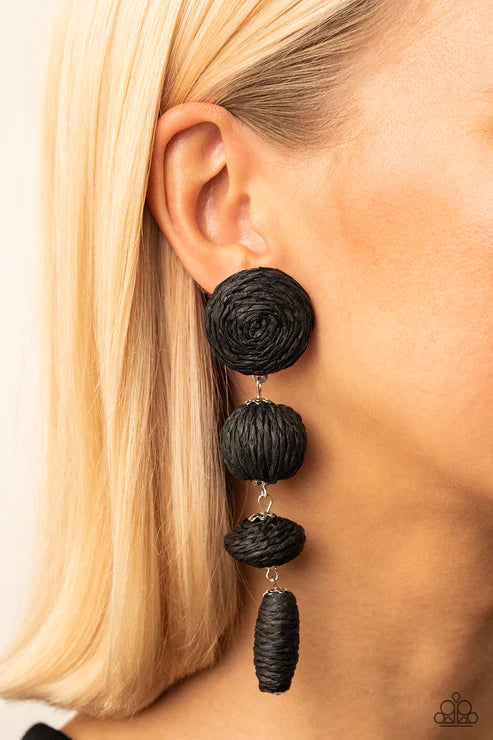 Twine Tango - Black Post Earrings ♥ Paparazzi Accessories