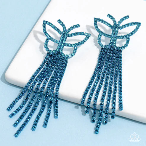 Billowing Butterflies - Blue Post Earrings ♥ Paparazzi Accessories