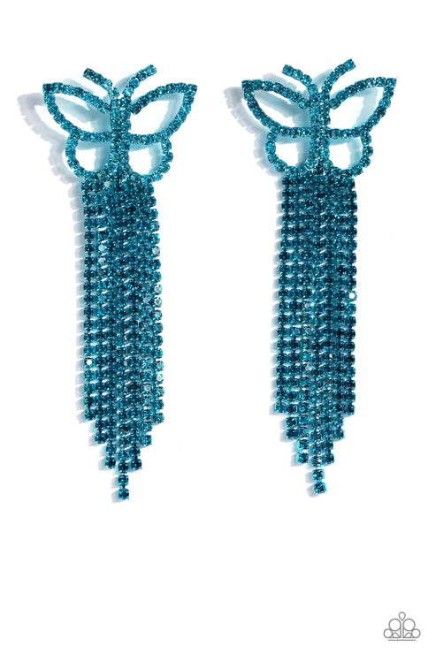 Billowing Butterflies - Blue Post Earrings ♥ Paparazzi Accessories