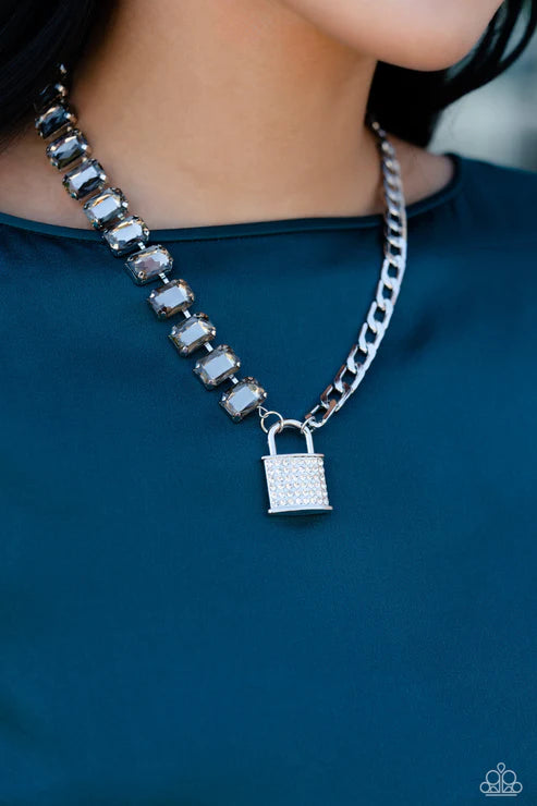 LOCK and Roll - Silver Necklace ♦ Paparazzi Accessories