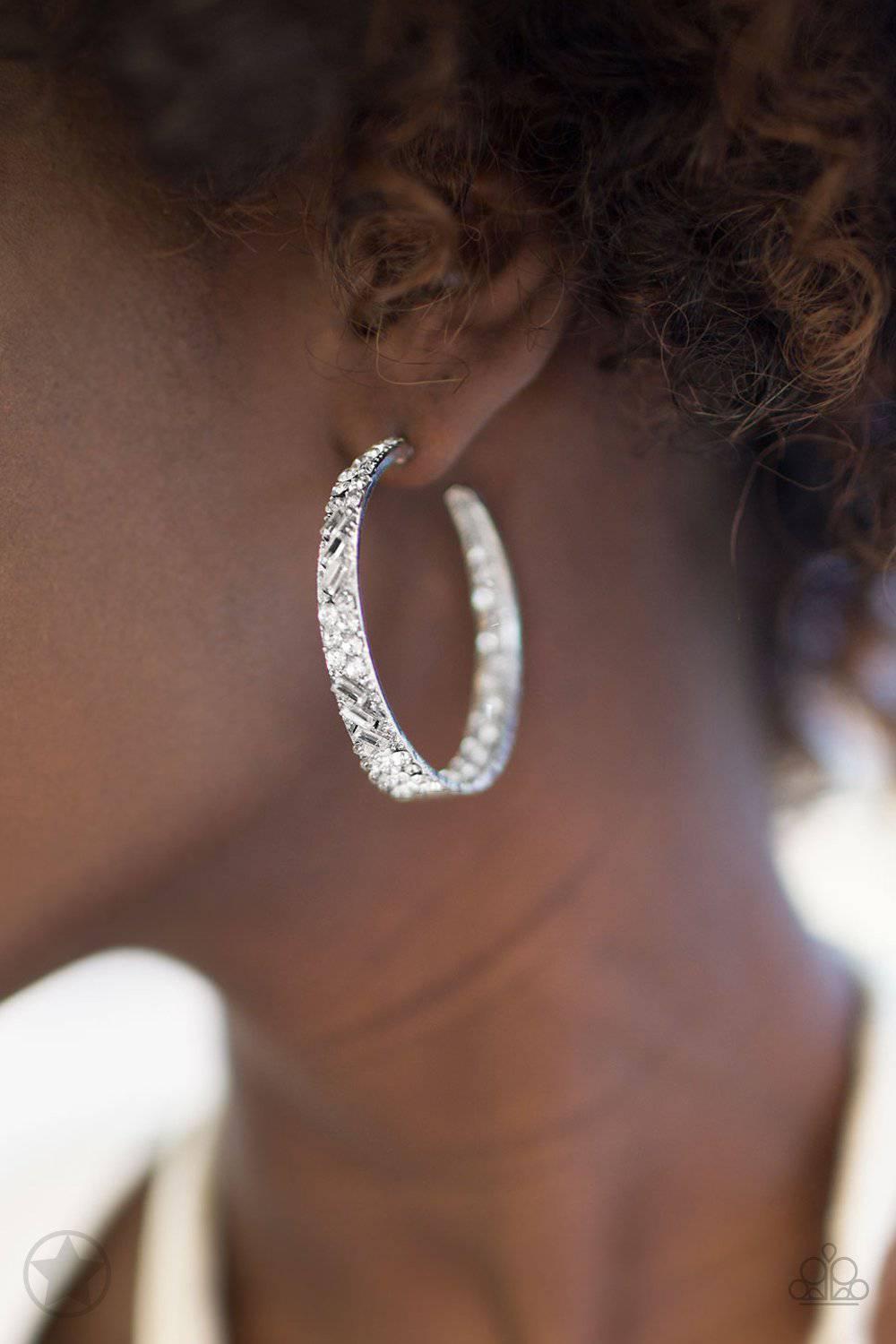 GLITZY By Association - White Rhinestone Earrings - Paparazzi Accessories - GlaMarous Titi Jewels