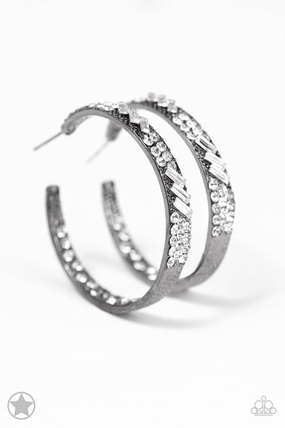 GLITZY By Association - Gunmetal Rhinestone Earrings - Paparazzi Accessories - GlaMarous Titi Jewels