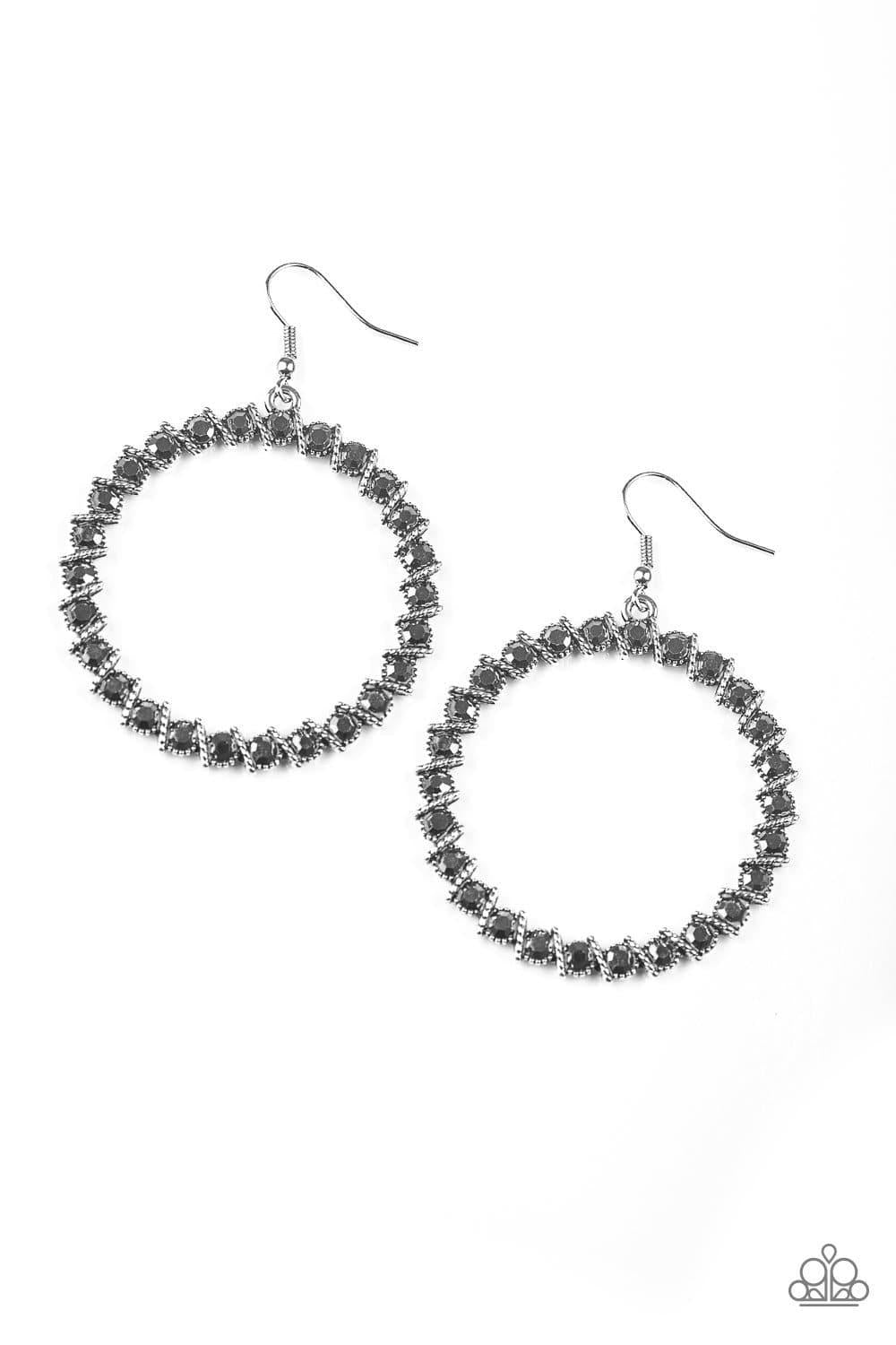 Enlighten Me - Silver Hematite Rhinestone Earrings - Paparazzi Accessories - GlaMarous Titi Jewels