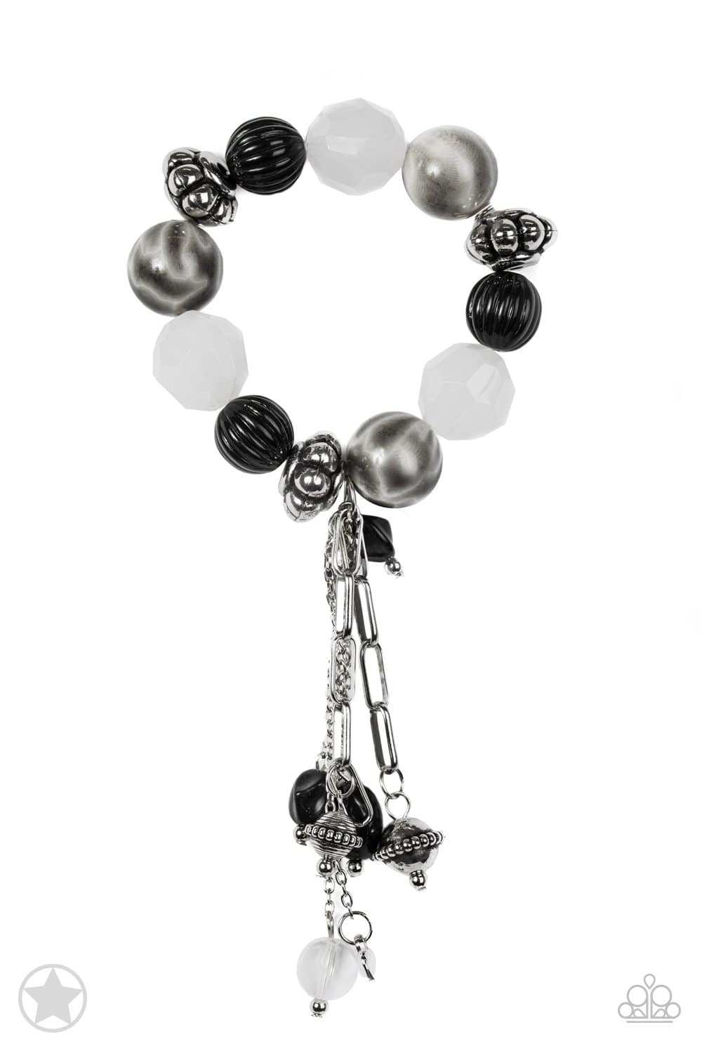Lights! Camera! Action! - Blockbuster Black & White Bracelet - Paparazzi Accessories - GlaMarous Titi Jewels