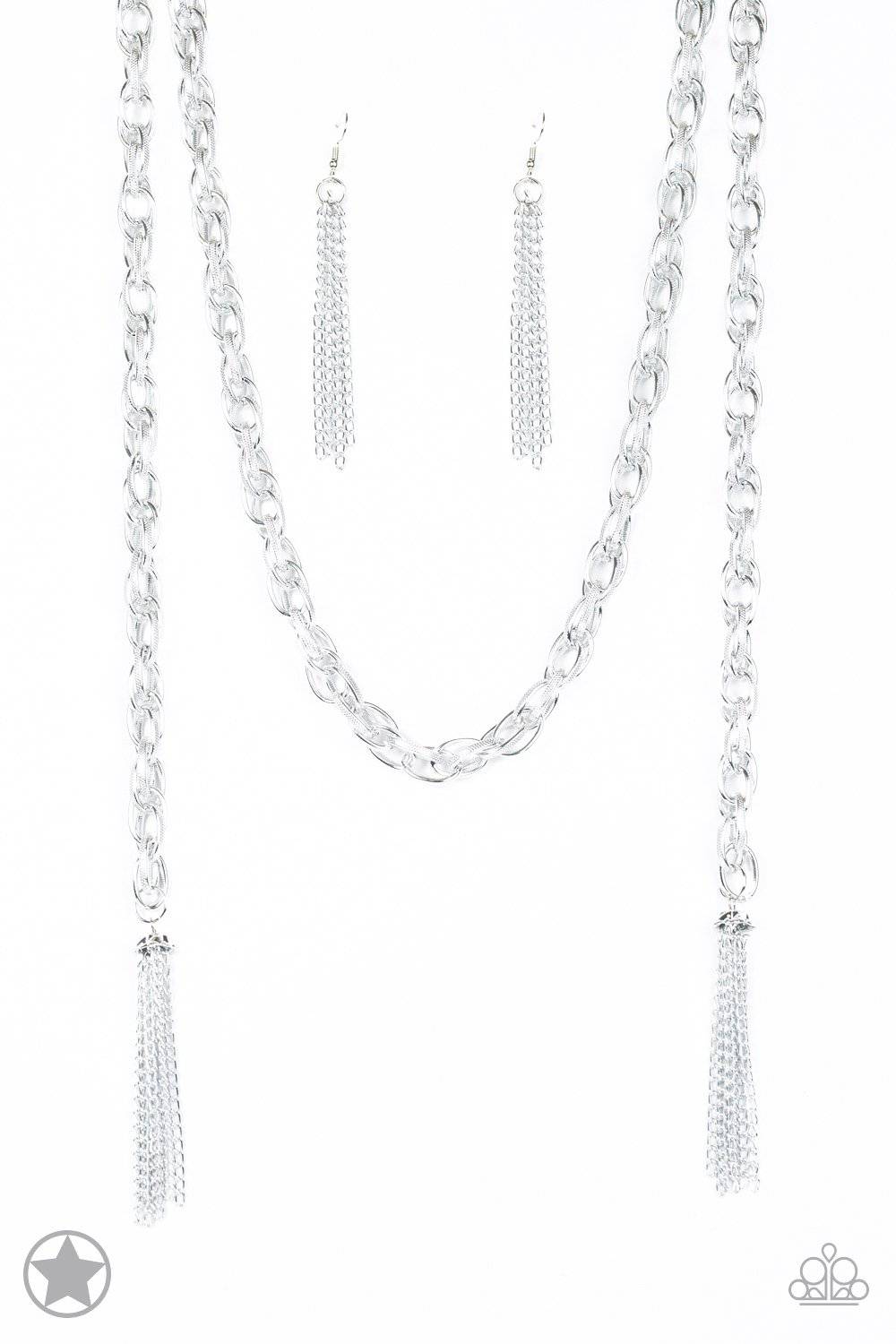 SCARFed for Attention - Silver Blockbuster Chain Tassel Necklace - Paparazzi Accessories - GlaMarous Titi Jewels