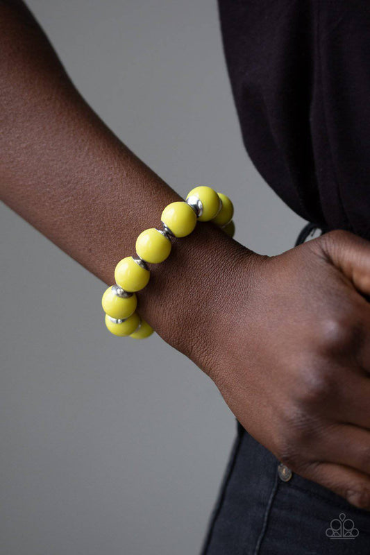 Candy Shop Sweetheart - Yellow Stretchy Bracelet - Paparazzi Accessories - GlaMarous Titi Jewels