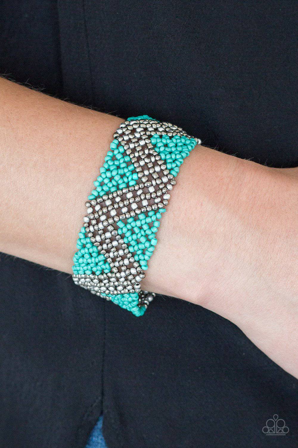 Dessert Loom - Turquoise Blue Seed Bead Bracelet - Paparazzi Accessories - GlaMarous Titi Jewels