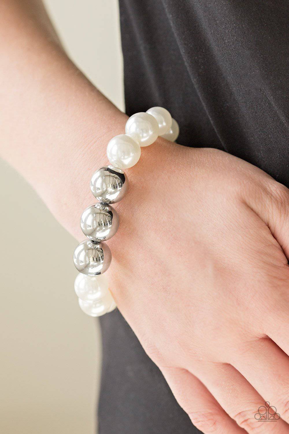 All Dressed UPTOWN - White Pearl Bracelet - Paparazzi Accessories - GlaMarous Titi Jewels