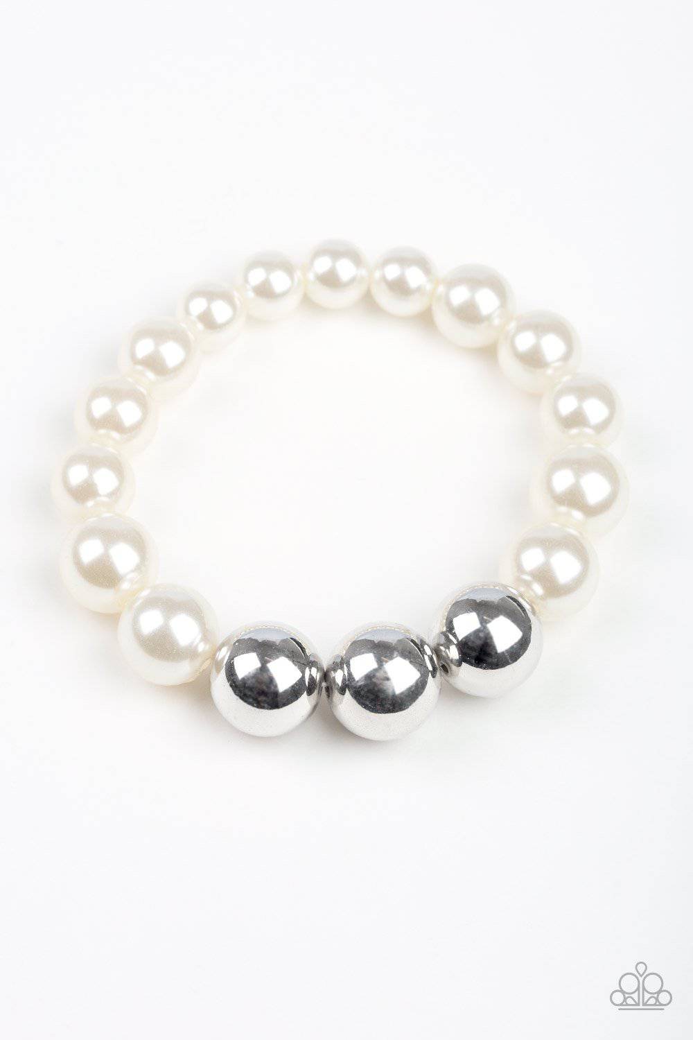 All Dressed UPTOWN - White Pearl Bracelet - Paparazzi Accessories - GlaMarous Titi Jewels