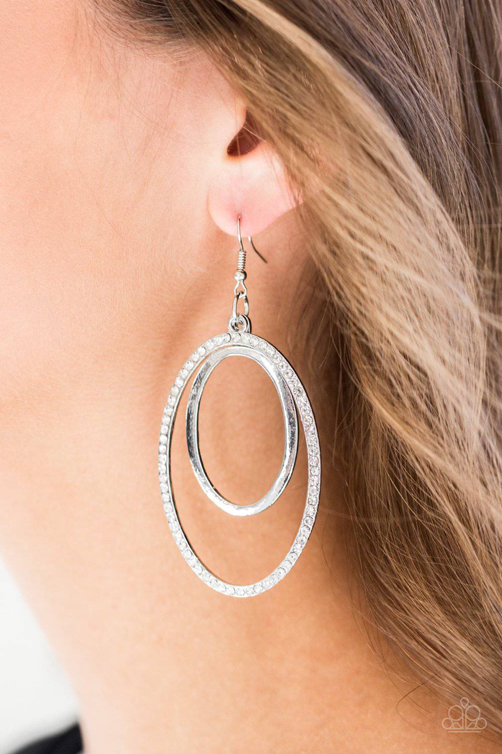Wrapped In Wealth - White Rhinestone Earrings - Paparazzi Accessories - GlaMarous Titi Jewels