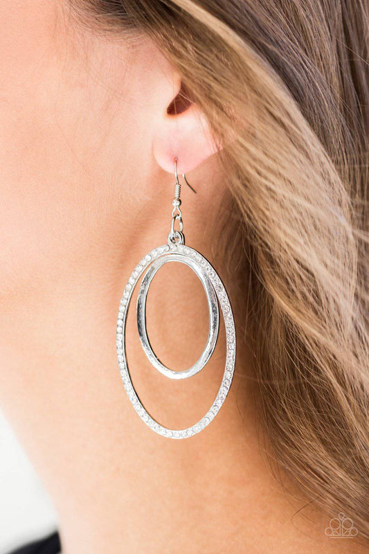 Wrapped In Wealth - White Rhinestone Earrings - Paparazzi Accessories - GlaMarous Titi Jewels