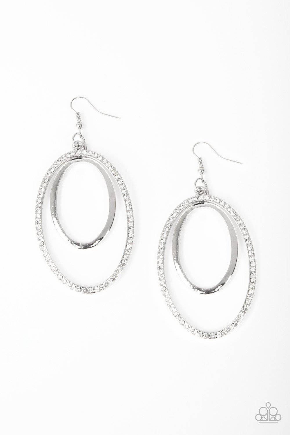 Wrapped In Wealth - White Rhinestone Earrings - Paparazzi Accessories - GlaMarous Titi Jewels