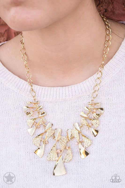 The Sands of Time - Gold Blockbuster Necklace - Paparazzi Accessories - GlaMarous Titi Jewels