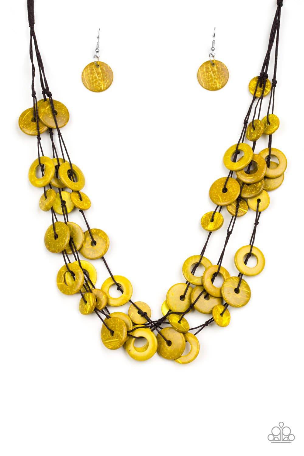Wonderfully Walla Walla - Yellow Wood Necklace - Paparazzi Accessories - GlaMarous Titi Jewels