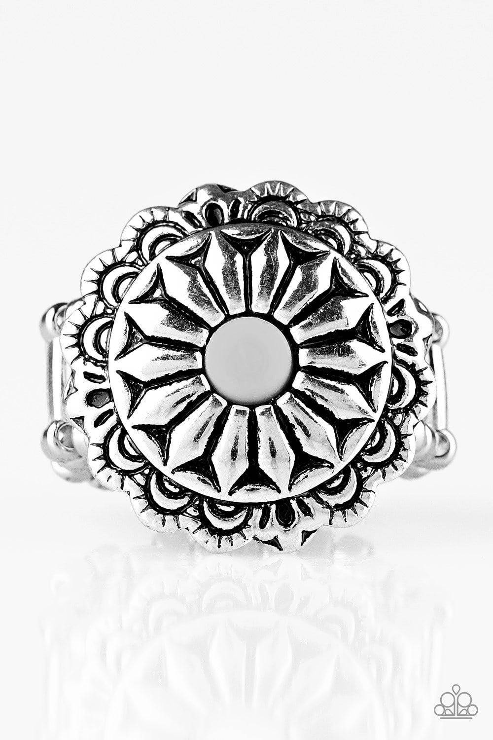 Daringly Daisy - Silver Bead Ring - Paparazzi Accessories - GlaMarous Titi Jewels
