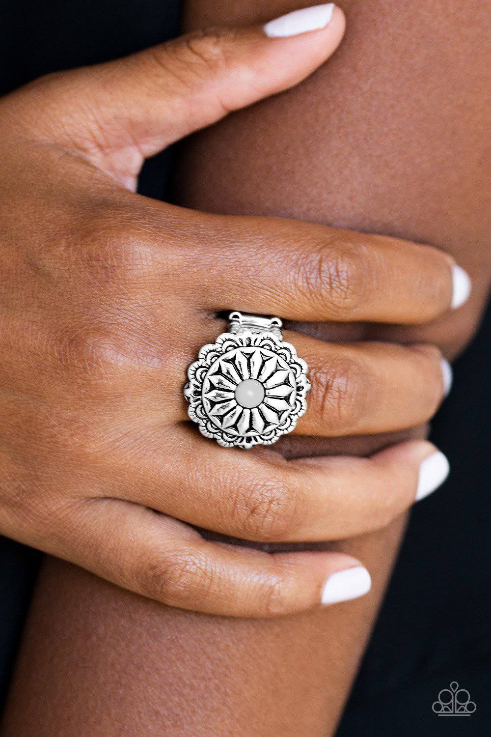 Daringly Daisy - Silver Bead Ring - Paparazzi Accessories - GlaMarous Titi Jewels