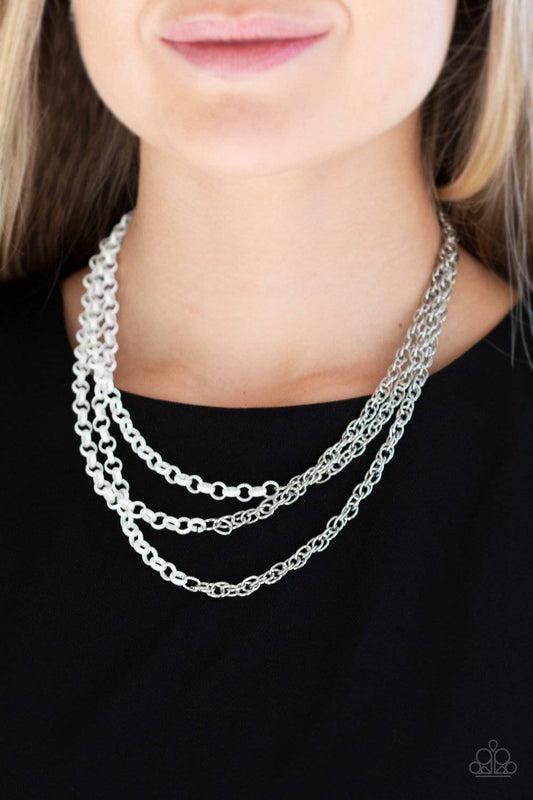 Turn Up The Volume - White Chain Necklace - Paparazzi Accessories - GlaMarous Titi Jewels