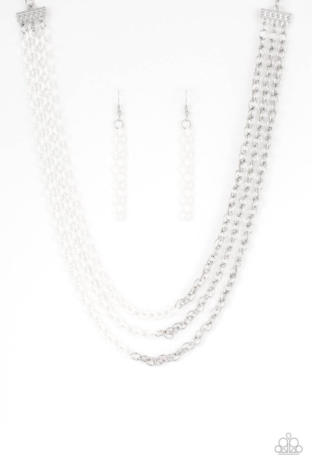 Turn Up The Volume - White Chain Necklace - Paparazzi Accessories - GlaMarous Titi Jewels