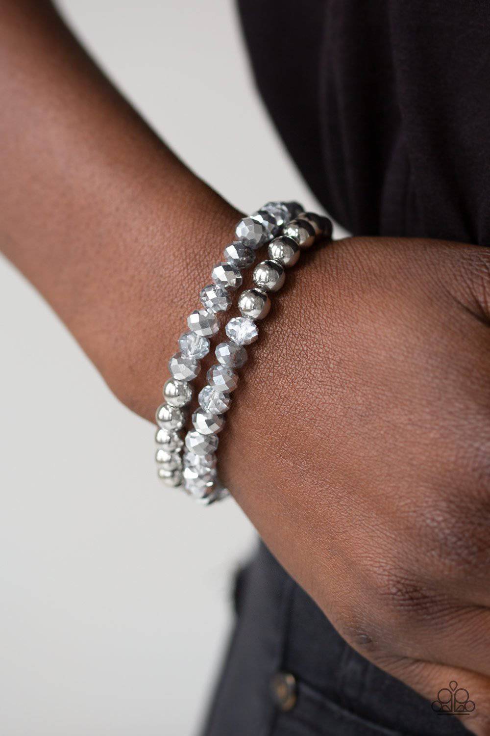 Chroma Color - Silver Bead Bracelet - Paparazzi Accessories - GlaMarous Titi Jewels