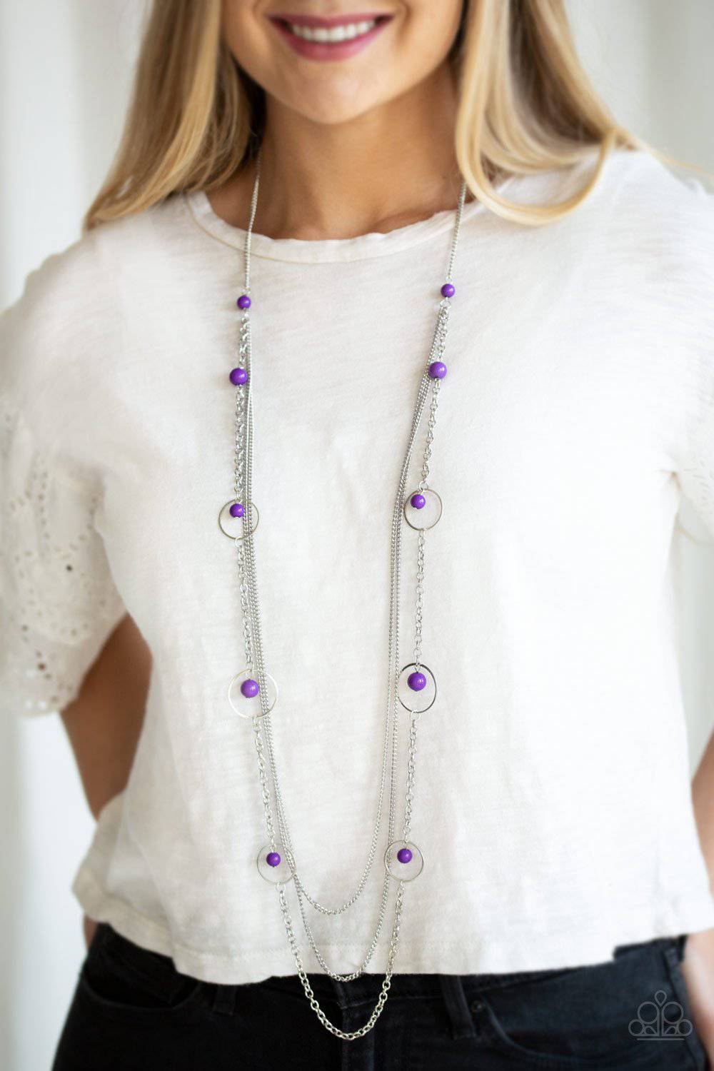 Collectively Carefree - Purple Bead Necklace - Paparazzi Accessories - GlaMarous Titi Jewels