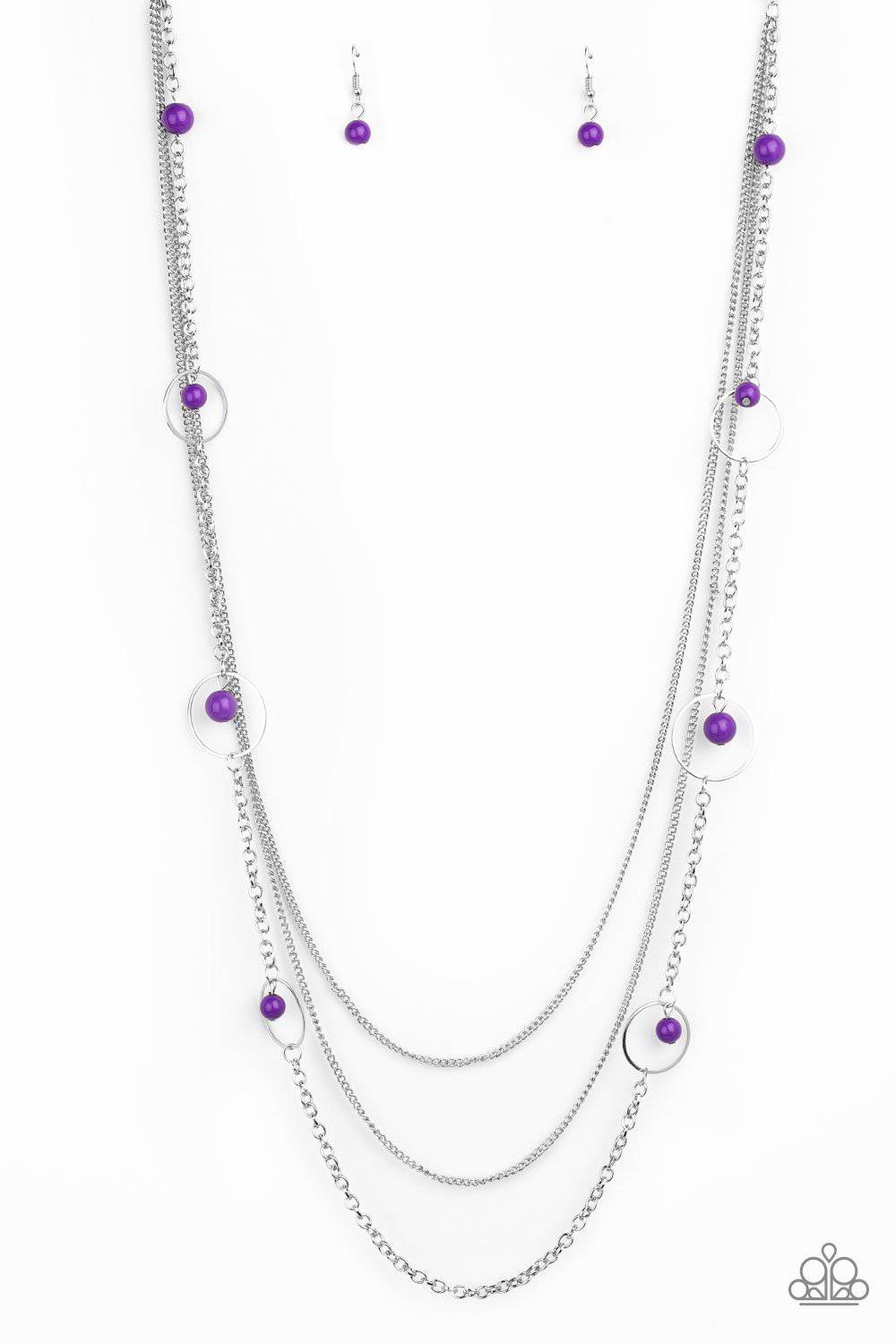 Collectively Carefree - Purple Bead Necklace - Paparazzi Accessories - GlaMarous Titi Jewels