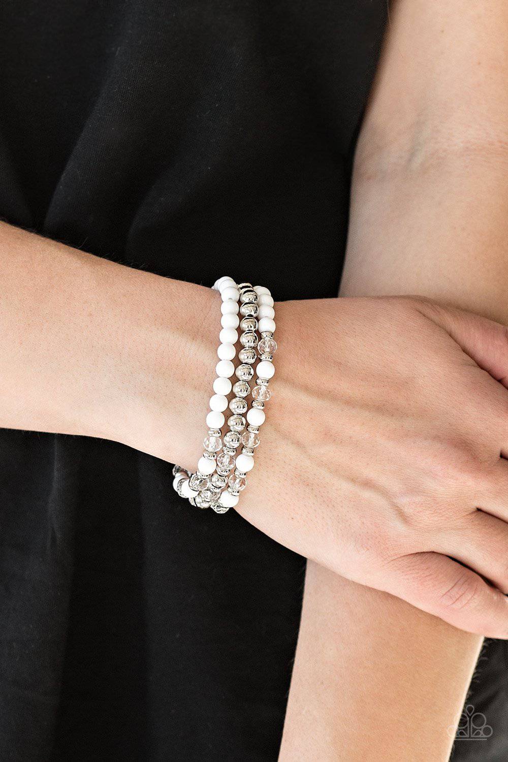 Irresistibly Irresistible - White Stretchy Bracelets - Paparazzi Accessories - GlaMarous Titi Jewels
