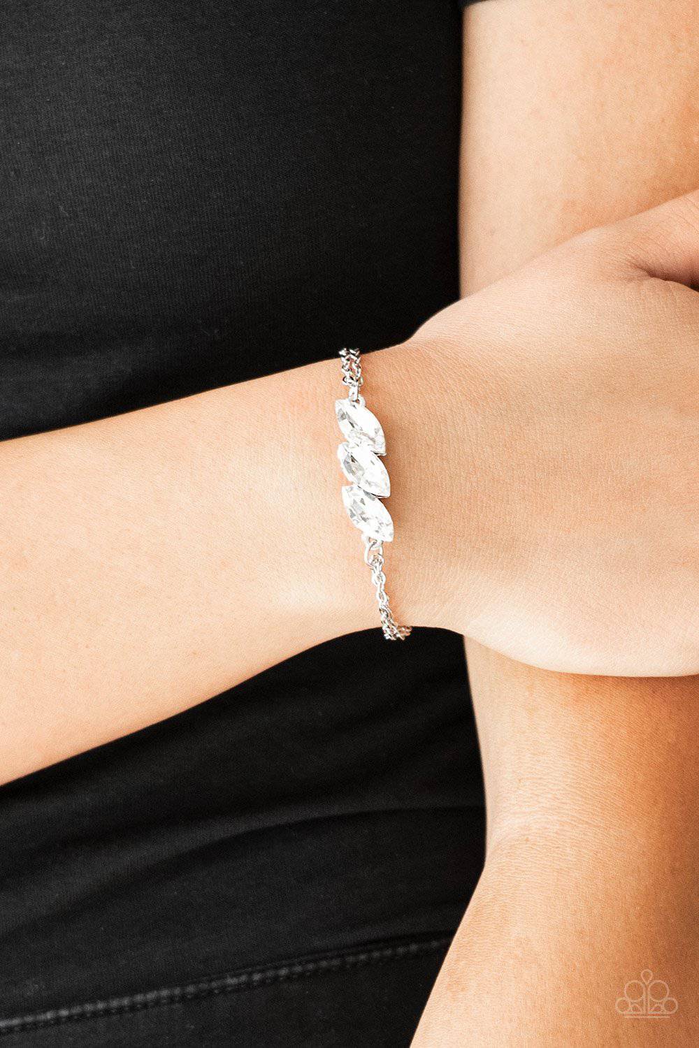 Pretty Priceless White Bracelet - Paparazzi Accessories - GlaMarous Titi Jewels