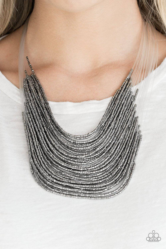 Catwalk Queen - Silver Seed Bead Necklace - Paparazzi Accessories - GlaMarous Titi Jewels