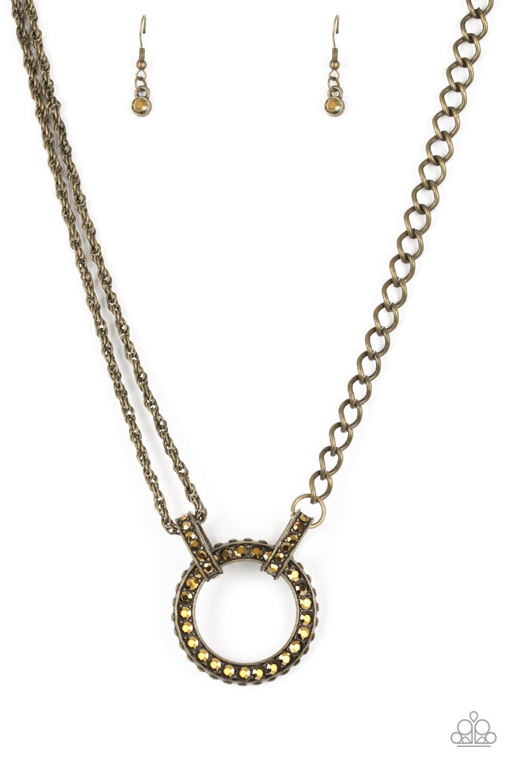 Razzle Dazzle - Brass Rhinestone Necklace - Paparazzi Accessories - GlaMarous Titi Jewels