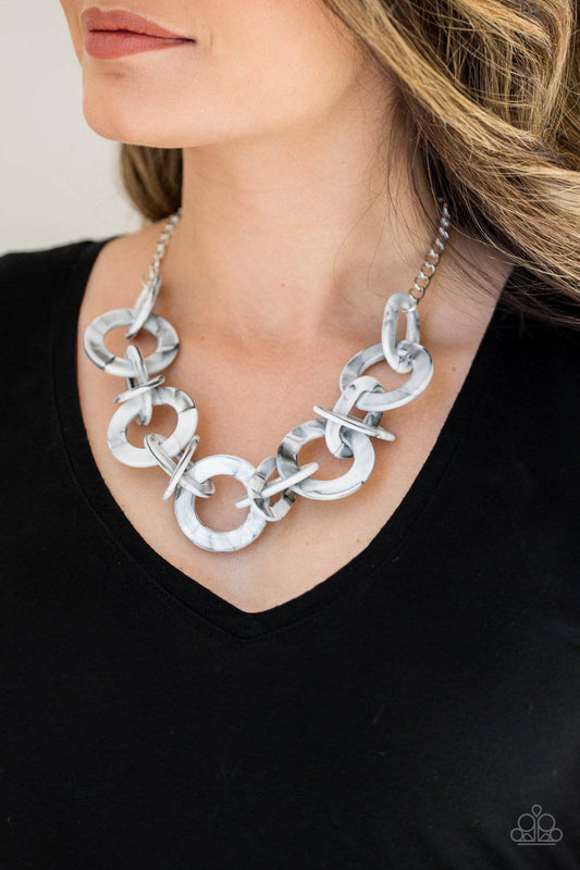 Chromatic Charm - Silver Acrylic Necklace - Paparazzi Accessories - GlaMarous Titi Jewels