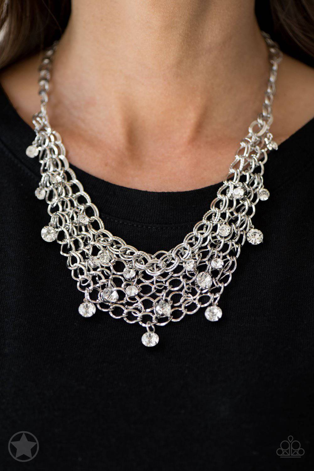 Fishing for Compliments - Silver and Rhinestone Necklace - Paparazzi Accessories - GlaMarous Titi Jewels