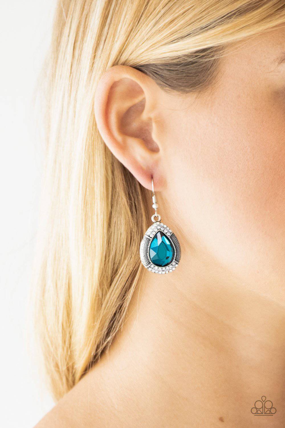 Grandmaster Shimmer - Blue Rhinestone Earrings - Paparazzi Accessories - GlaMarous Titi Jewels