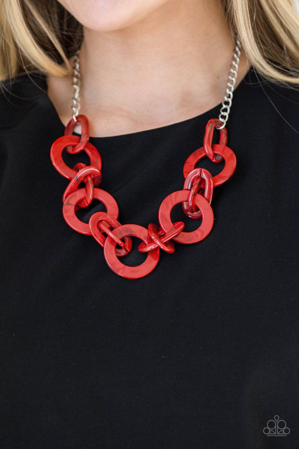 Chromatic Charm - Red Acrylic Necklace - Paparazzi Accessories - GlaMarous Titi Jewels