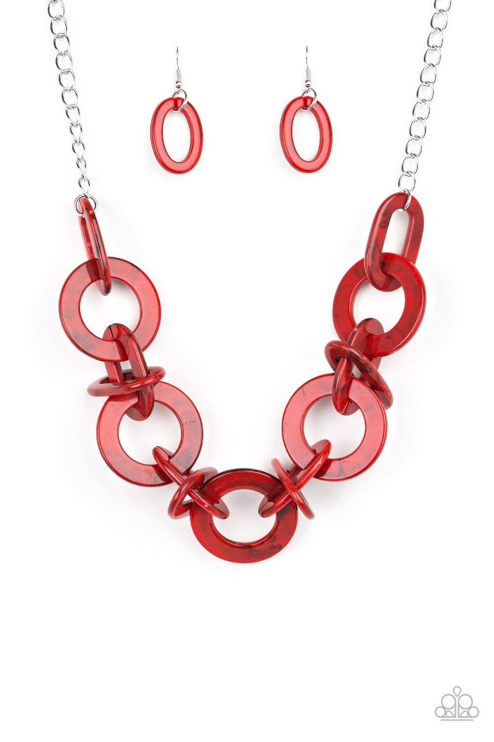 Chromatic Charm - Red Acrylic Necklace - Paparazzi Accessories - GlaMarous Titi Jewels