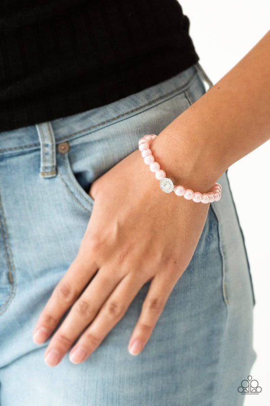 Follow My Lead - Pink Pearl and Rhinestone Bracelet - Paparazzi Accessories - GlaMarous Titi Jewels