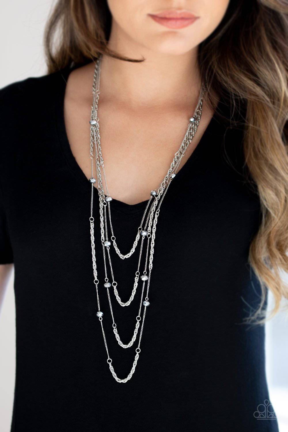 Open For Opulence - Silver Crystal-Like Bead Necklace - Paparazzi Accessories - GlaMarous Titi Jewels