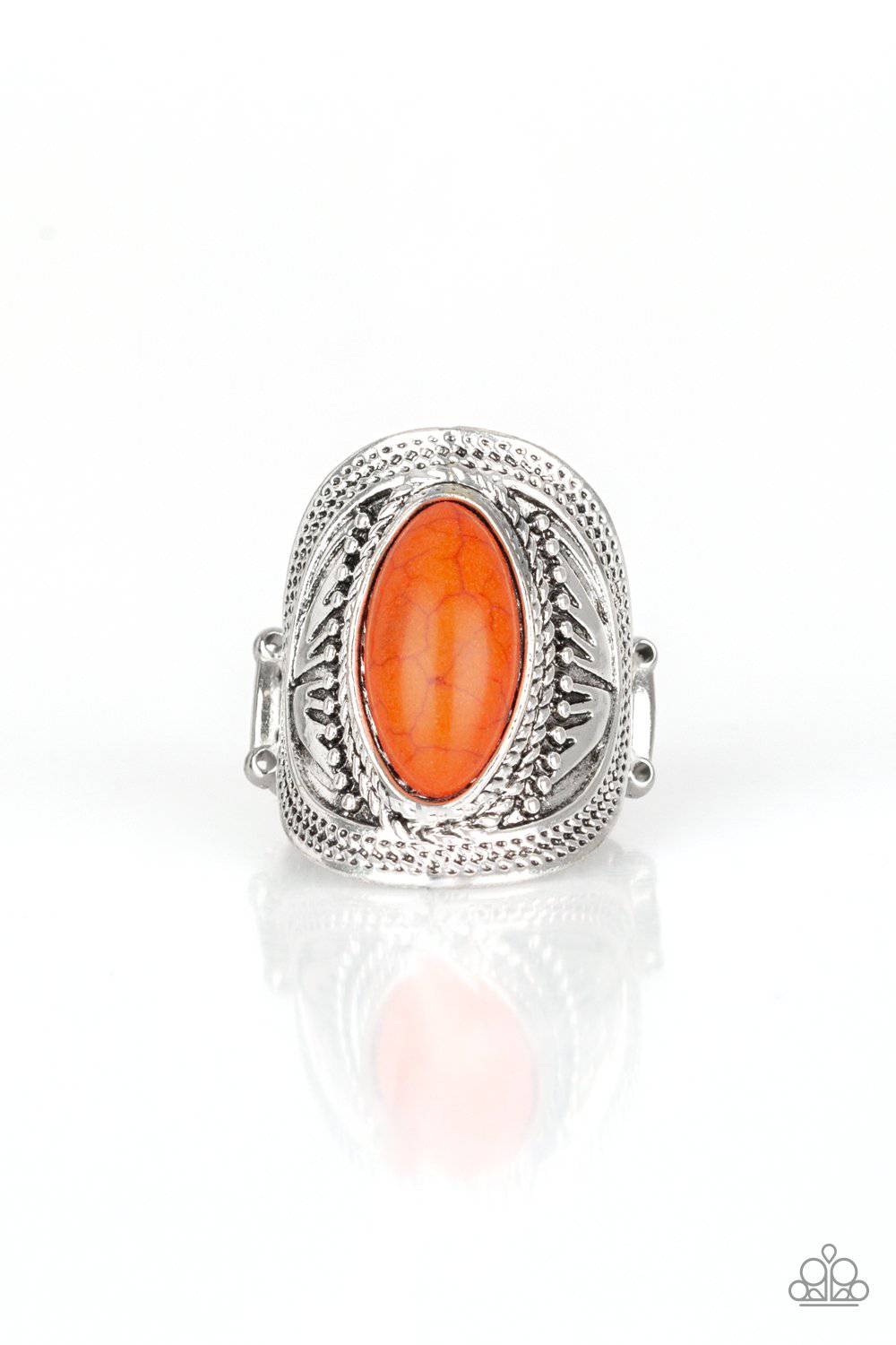 Ground RULER - Orange Stone Ring - Paparazzi Accessories - GlaMarous Titi Jewels